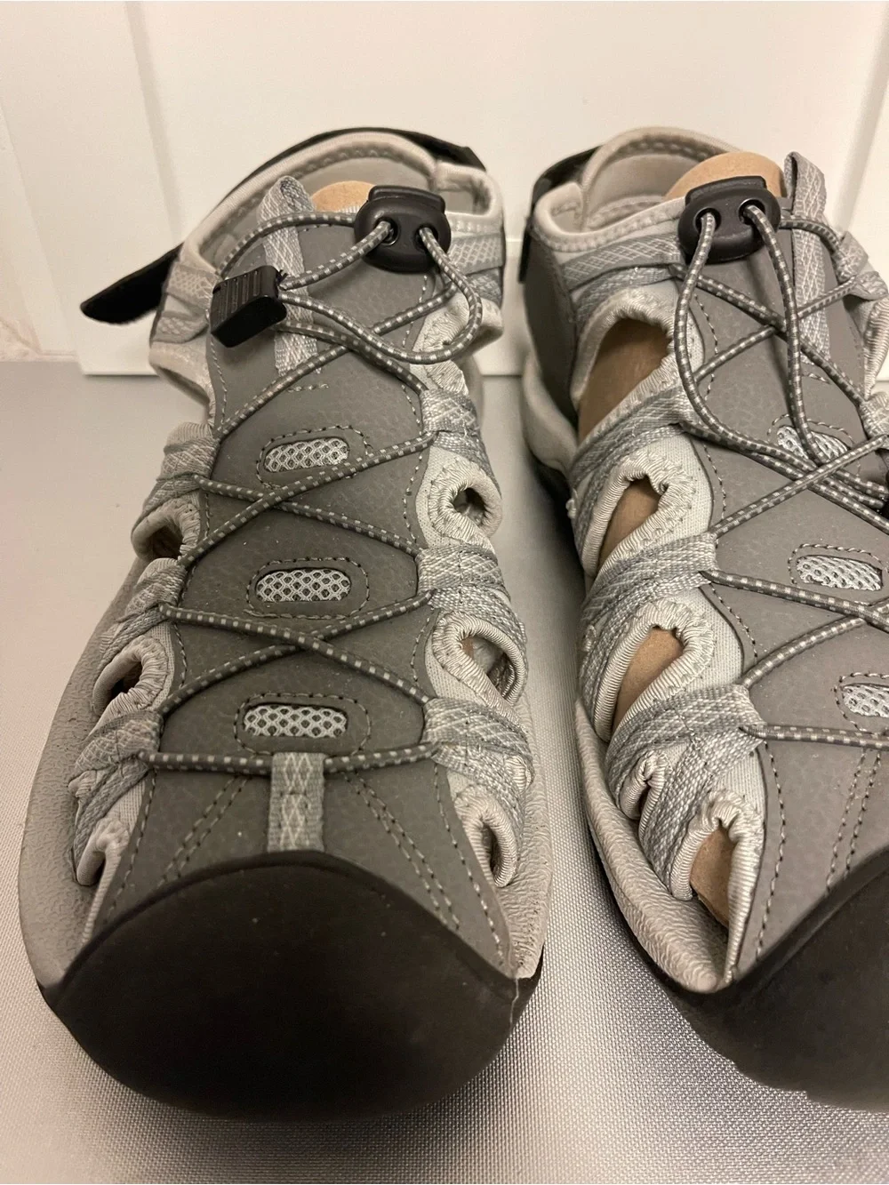 Dream Pairs Men’s Athletic Sandals Gray Outdoor Water Shoes w/Toggle Lace Sz 13